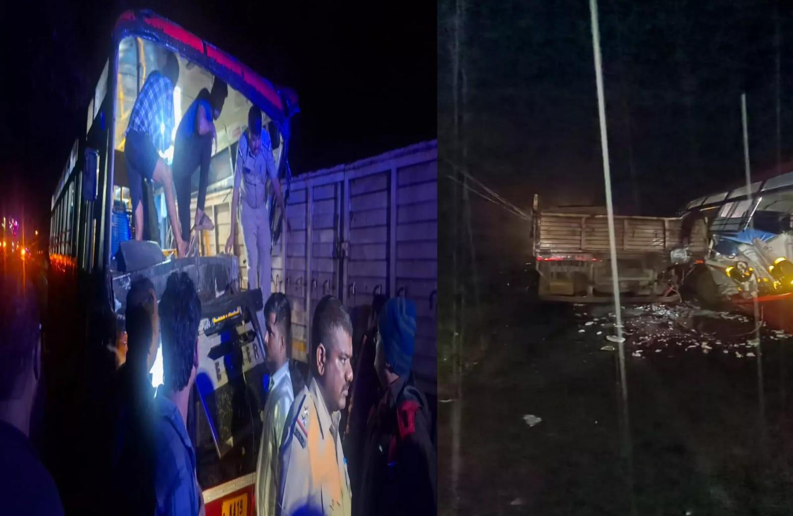 یلاپور میں بس نے ماری لاری کو ٹکر، تین ہلاک سات زخمی