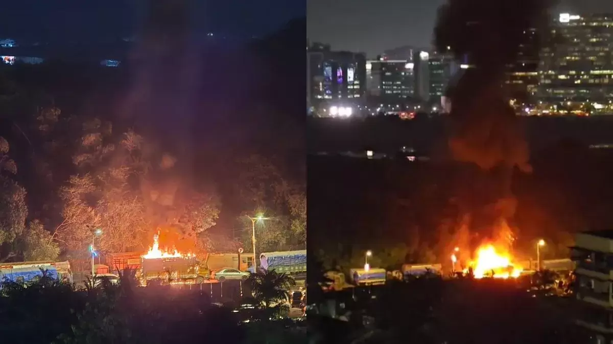 ممبئی کے دھاراوی میں گیس سلنڈروں کے دھماکے سے خوف و ہراس، آگ کے شعلے بھڑکے، متعدد گاڑیاں متاثر