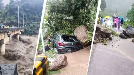 پہاڑوں سے میدانی علاقوں تک بارش کا قہر، لینڈ سلائیڈنگ سے کئی راستے بند؛ 12 سے زائد ریاستوں میں چار روزہ الرٹ