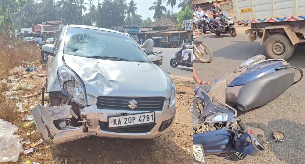 بھٹکل نیشنل ہائی وے پر کار اور اسکوٹر کی ٹکر؛ ایک کی موت، دوسرا شدید زخمی