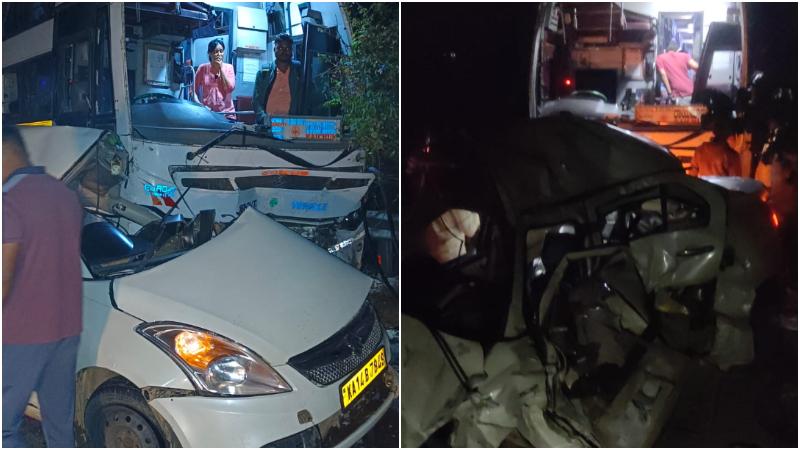 شموگہ: تِرتھہلی کے قریب کار اور بس میں خوفناک تصادم؛ چار افراد جاں بحق، تین زخمی