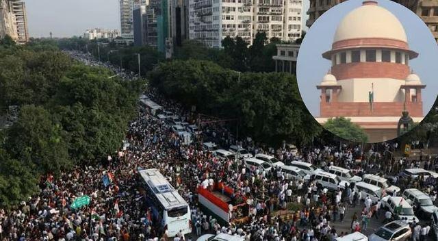 دہلی احتجاج کے معاملے پر سپریم کورٹ کی اہم سماعتیں: الیکشن کمیشن، دہلی پولیس اور اپوزیشن رہنماؤں کو نوٹس