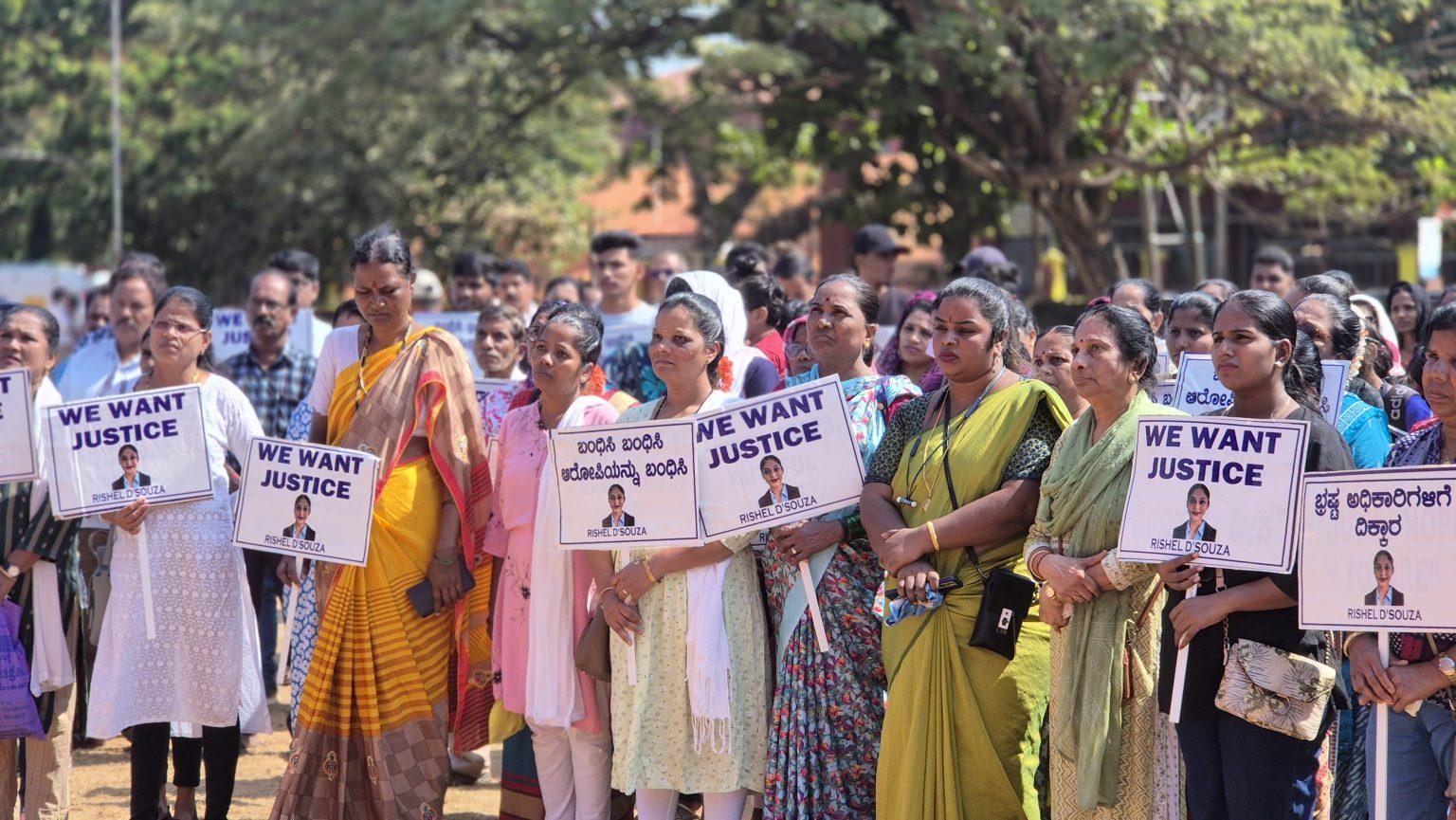 کاروار : ریشیل خودکشی معاملے میں ایس آئی ٹی کی تشکیل اور دوبارہ پوسٹ مارٹم کا مطالبہ - عیسائی برادری نے کیا احتجاجی مظاہرہ