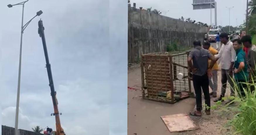 کاسرگوڈ میں المناک حادثہ - ہائی وے پر لائٹس لگانے کے دوران کرین گرنے سے دو ملازمین ہلاک